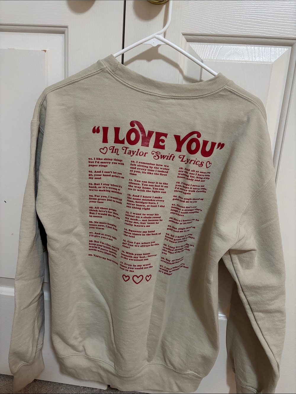 medium, beige, gildan, i love you taylor swift crewneck